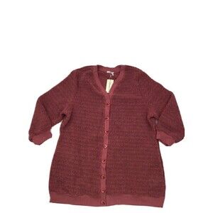 Z Avenue burgundy Fuzzy Cardigan Size 3X